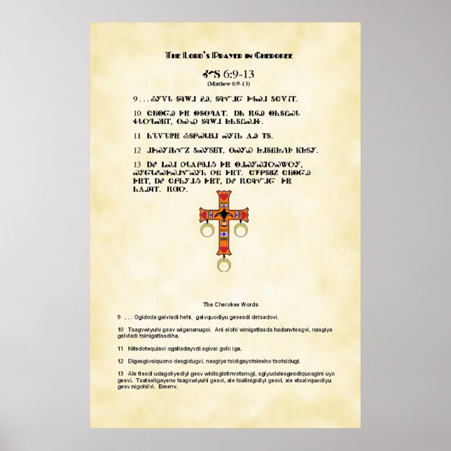 Póster Oración del Señor Cherokee (Frente)