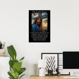 Póster Oración del Señor Crucifixión Amanecer Corona de E