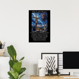Póster Oración del Señor Crucifixión Calvario Tormenta Re