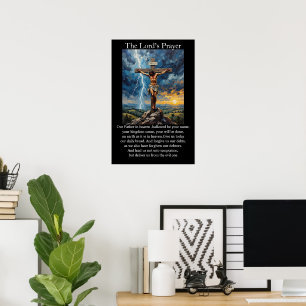 Póster Oración del Señor Crucifixión Rayo Amanecer