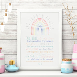 Póster Oración del Señor por los niños con arcoiris
