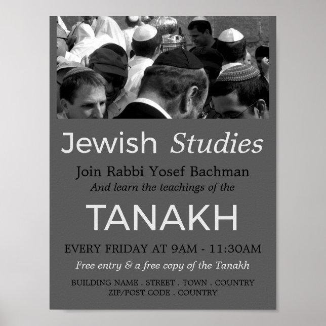 Póster Oración en la sinagoga, judaísmo, estudios judíos (Frente)