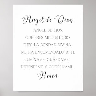 Póster Oración Española Angel de Dios