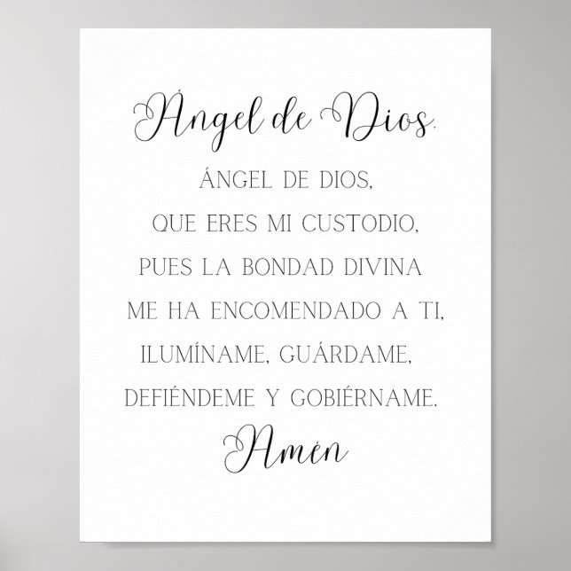 Póster Oración Española Angel de Dios (Frente)