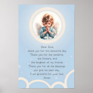 Póster Oración Infantil Agradecida Azul