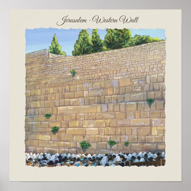 Póster Oración Muro Occidental Jerusalén Ciudad Vieja Isr (Frente)