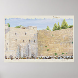 Póster Oración, Muro Occidental KOTEL Jerusalén Ciudad Vi