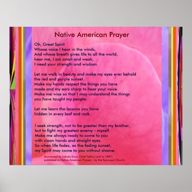 Póster Oración nativa americana (Frente)
