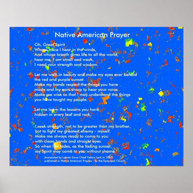 Póster Oración nativa americana (Frente)