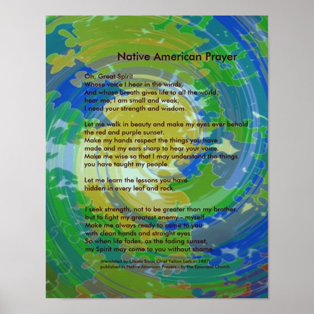 Póster Oración nativa americana (Frente)