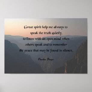 Póster Oración nativa americana, gran espíritu me ayuda