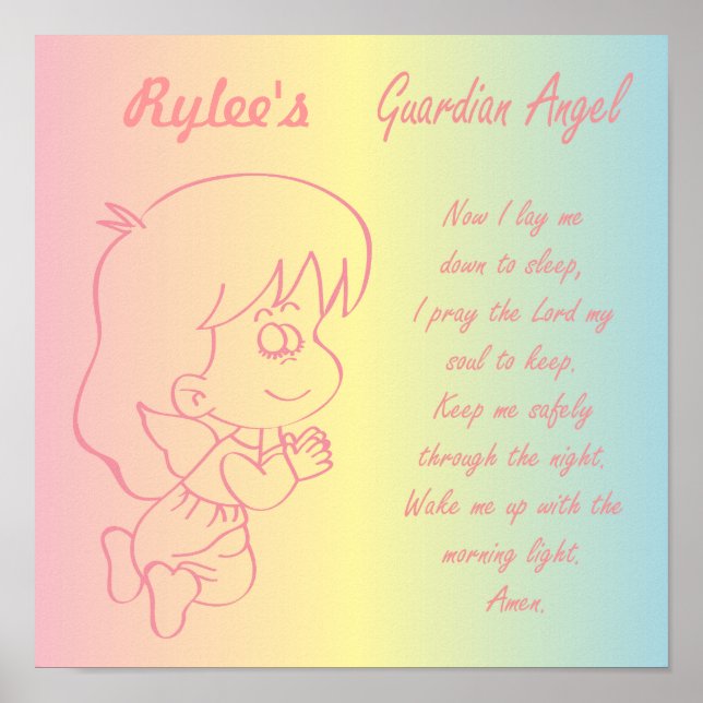 Póster Oración nocturna del Guardian Angel Chica (Frente)