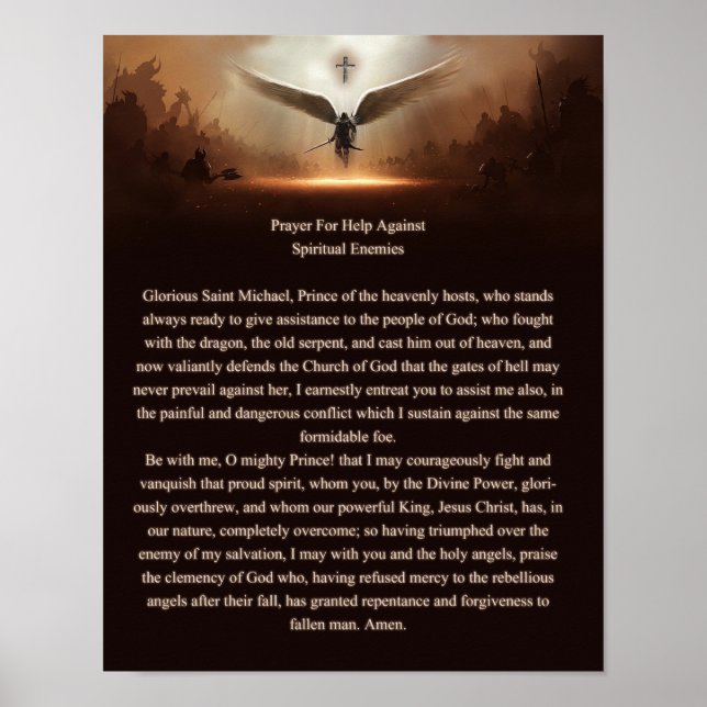 Póster Oración Por Ayuda Contra Los Enemigos Espirituales (Frente)