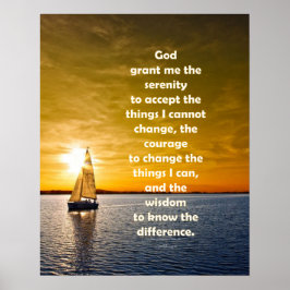Póster Oración por la serenidad: Barco de vela en el océa