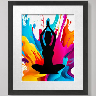Póster Oración Pose Yoga mujer desordenado bun Color espi