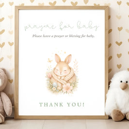 Póster Oraciones para el Baby Shower del Pequeño Conejito
