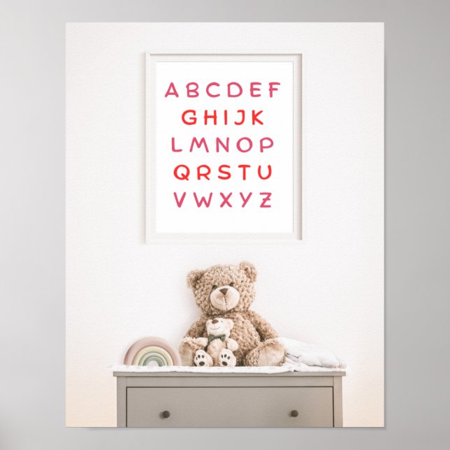 Póster Orange Alphabet Capital Letters Teacher Kids Room (Frente)