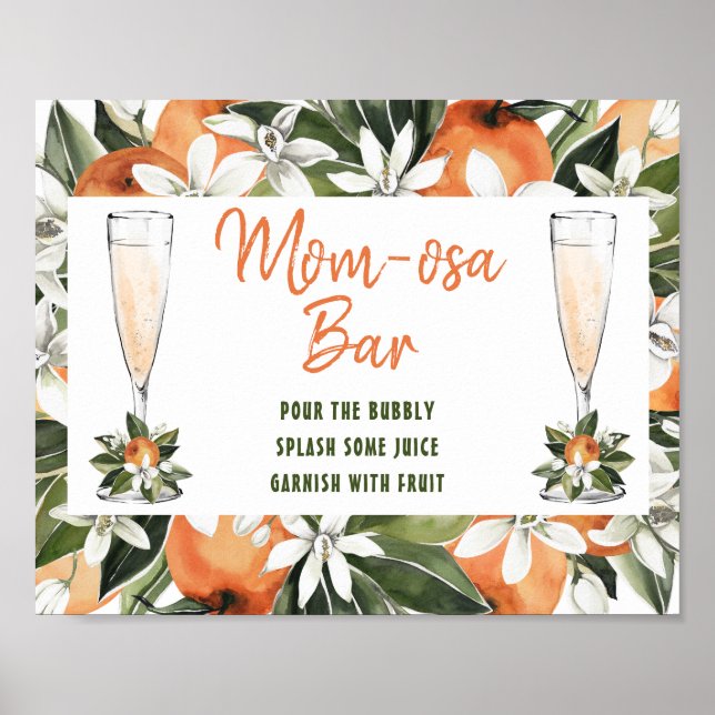 Póster Orange Blossom Momosa Bar Shower Sign (Frente)
