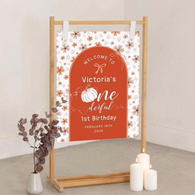 PÓSTER ORANGE BOW & ARCH FALL PUMPKIN FLOWERS BIRTHDAY (Subido por el creador)