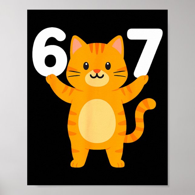 Póster Orange Cat 67 Meme Six Seven Funny Cat Lover  (Frente)