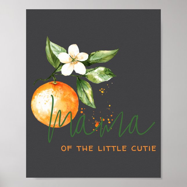Póster Orange Citrus Little Cutie Baby Shower Mama To Be  (Frente)