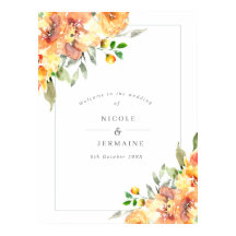 Orange Flowers Fall Wedding Welcome