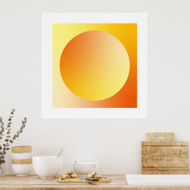 Póster Orange Gradient Circle Vignette Abstract Design