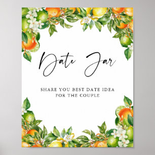 Póster Orange Lemon Citrus ducha de novia Date Jar Juego