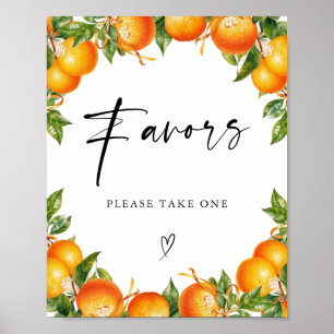 Póster Orange Lemon Citrus ducha de novia Favor