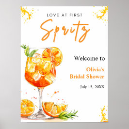 Póster Orange Love at First Spritz Bridal Shower Welcome 