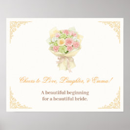 Póster orange pastel bouquet Elegant wedding