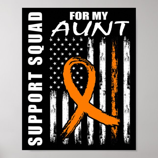 Póster Orange Ribbon Aunt Leukemia Awareness Usa Flag Can (Frente)