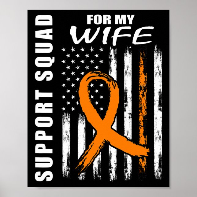 Póster Orange Ribbon Wife Leukemia Awareness Usa Flag Can (Frente)