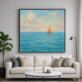 Póster Orange Sailboat Voyage - Pastel Painting Style Art