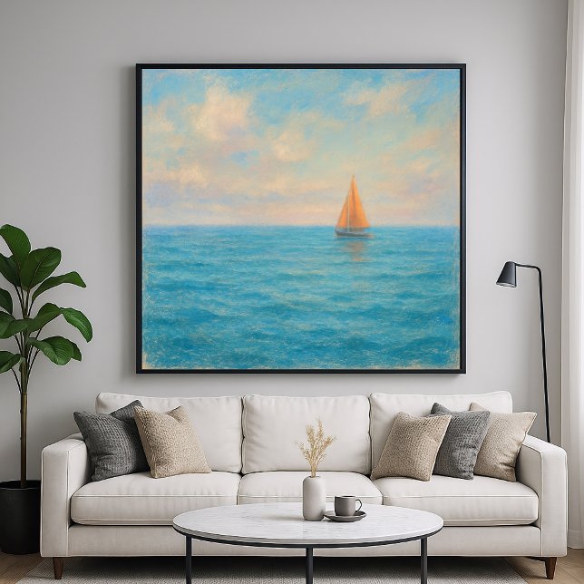 Póster Orange Sailboat Voyage - Pastel Painting Style Art (Subido por el creador)