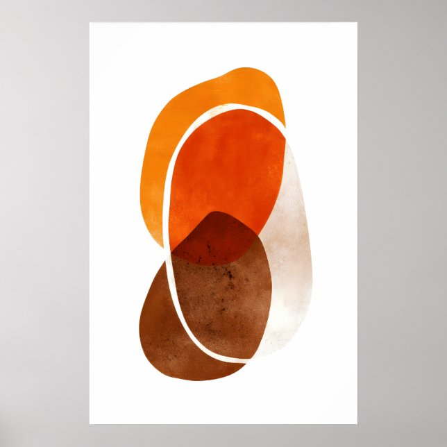 Póster Orange Shapes Art Print Layered Rounded Forms (Frente)