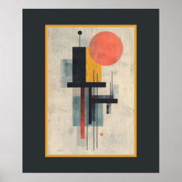 Póster Orange Sun Modern Mid Century Art Poster
