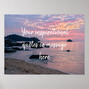 Póster orange sunset beach custom quote poster