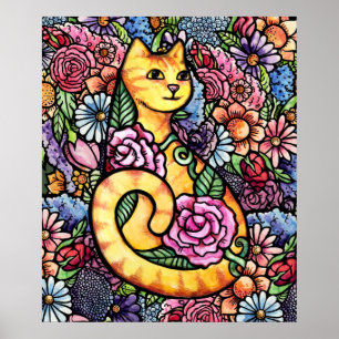 Póster Orange Tabby Cat Garden