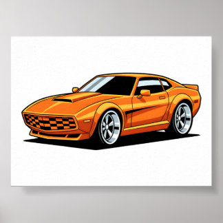 Póster Orange Toon Vehicle