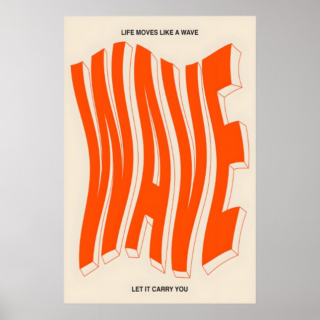 Póster Orange Wave Typography Art Print Modern Kinetic (Frente)