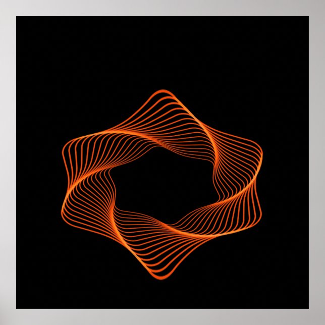 Póster Orange Wire Frame Torus Object (Frente)