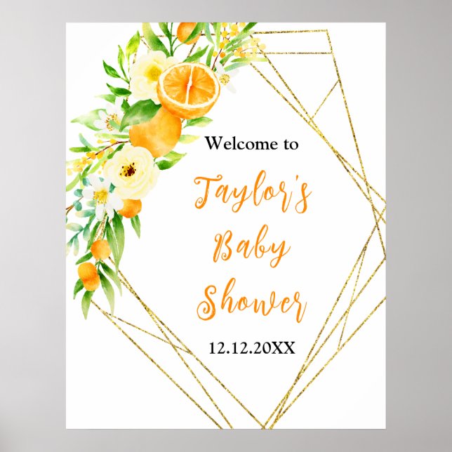 Póster Oranges Citrus Baby Shower Welcome Sign (Frente)