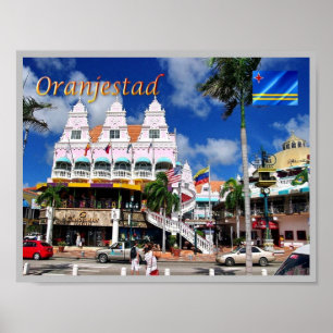 Póster Oranjestad - Plaza Real - Aruba -