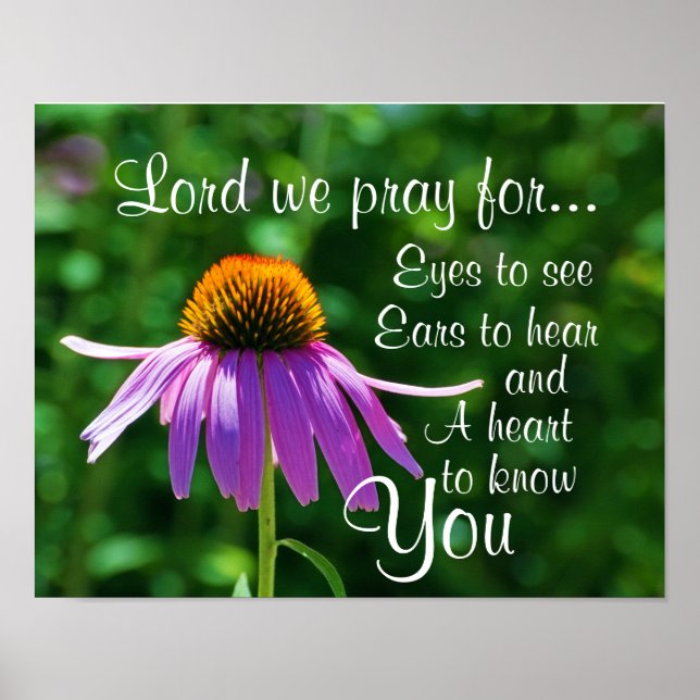 Póster Orar a Dios para que vea y escuche los ojos (Frente)