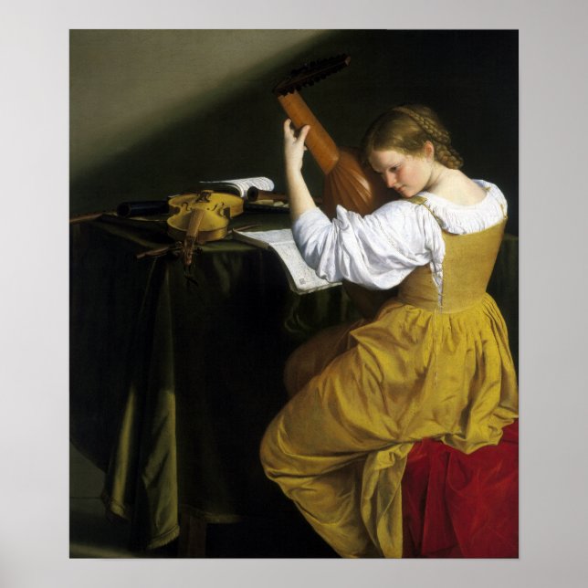 Póster Orazio Gentileschi El Jugador De Lute (Frente)