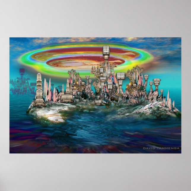 Póster Orb sobre UrbanBuildingTrees Island (Frente)
