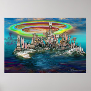 Póster Orbe sobre la isla de UrbanBuildingTrees