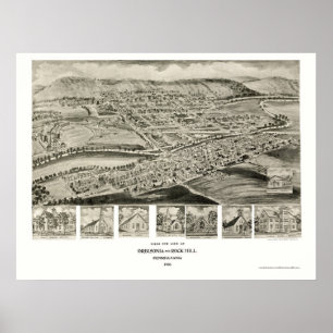 Póster Orbisonia & Rock Hill, Mapa Panorámico PA - 1906
