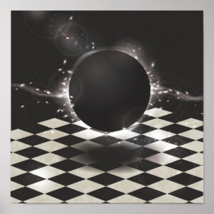 Póster Orbo negro sobre fondo controlado